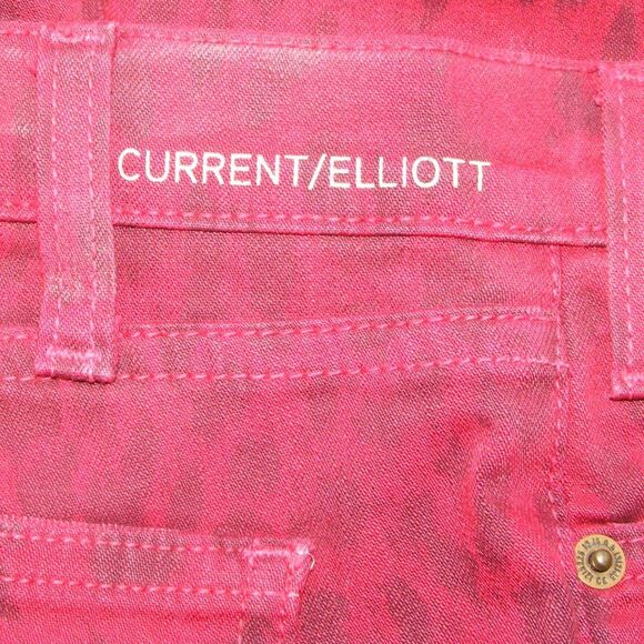 CURRENT/ELLIOT Jeans, 26, Stiletto/Ankle, Leopard, Blood/Red, Low Rise - Picture 11 of 13
